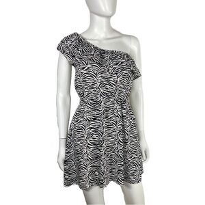 Cotton On One Shoulder Ruffle Zebra Print Dress
